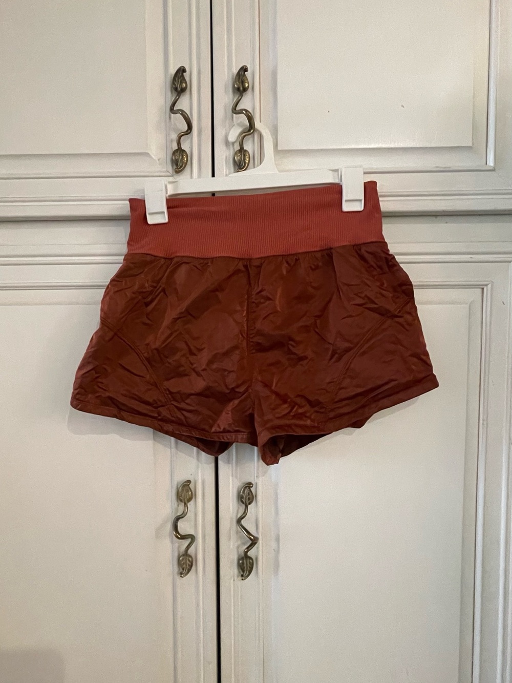 FP Movement by Free People Rust High-Rise Athletic Shorts with pockets